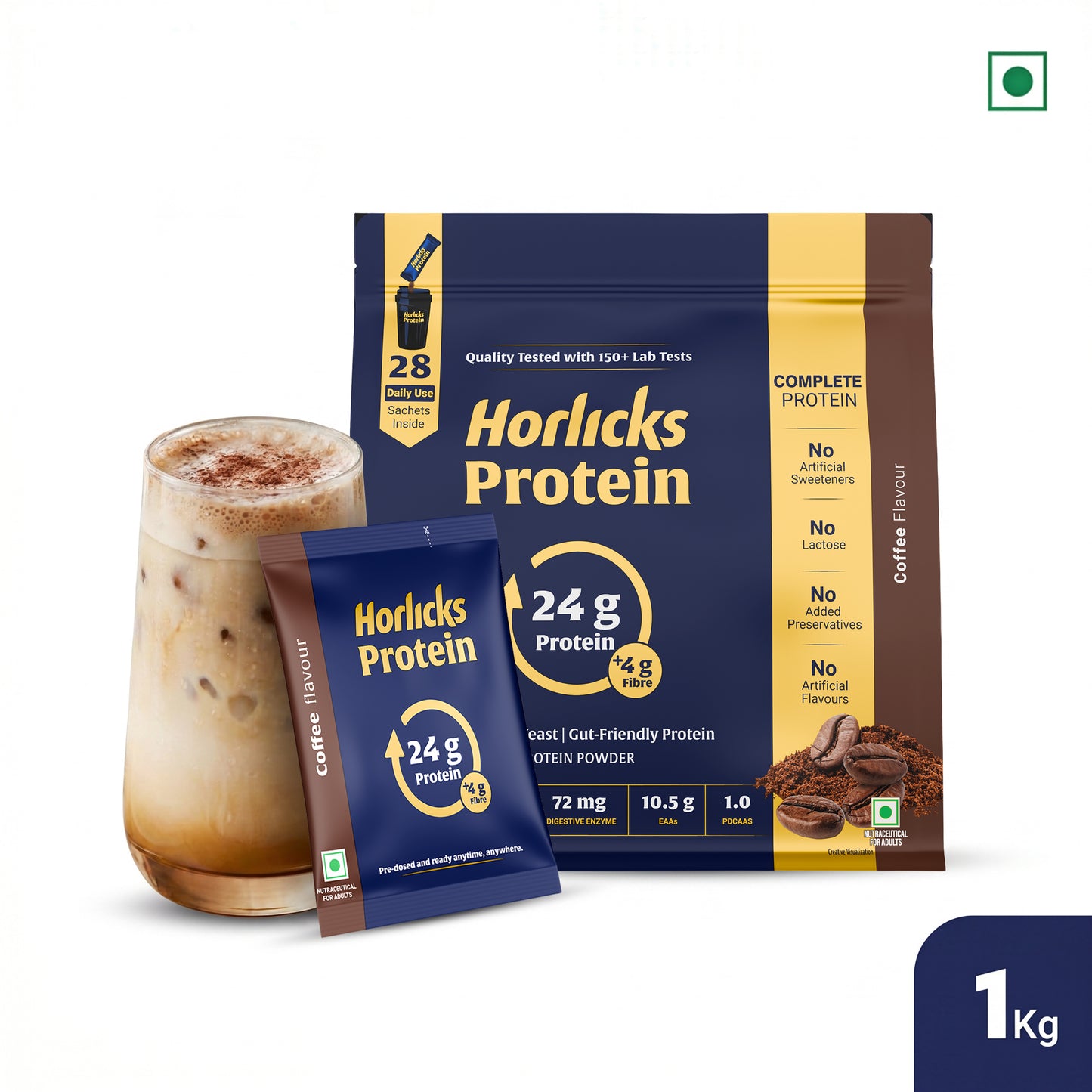 Horlicks Protein Powder 1kg with 28 sachets | Coffee Flavour