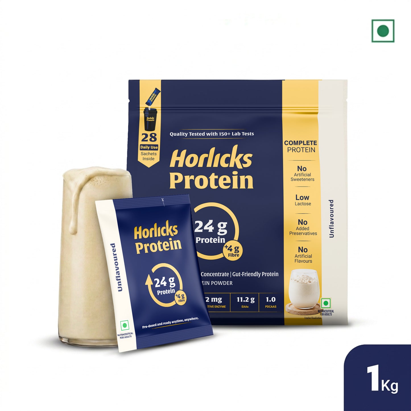 Horlicks Protein Powder 1kg with 28 sachets | Unflavoured